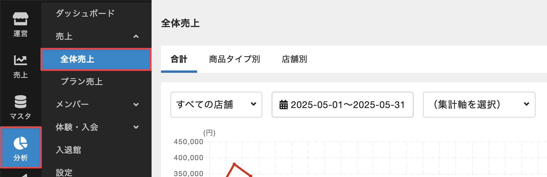 サイドバー選択のスクリーンショット
