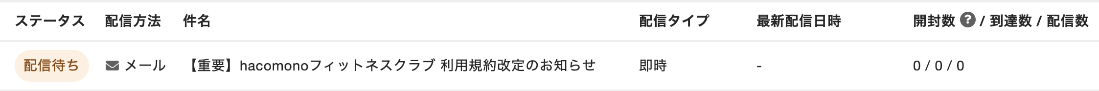［ステータス］が［配信待ち］になる