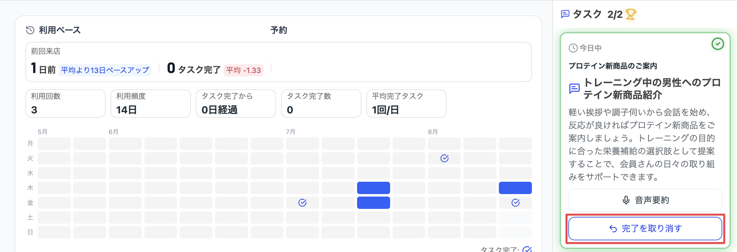 ［完了を取り消す］をクリック
